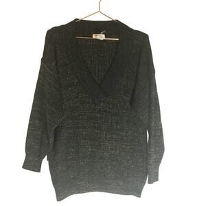 SML Sport v neck chunky sweater medium vintage metallic thread